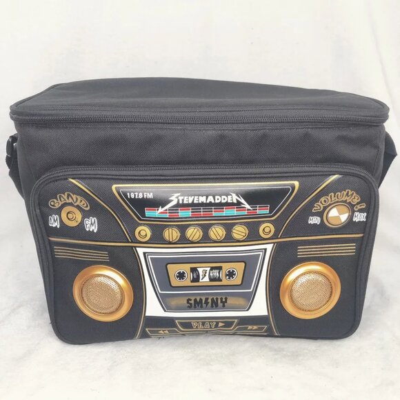 Steve Madden Black Cooler Bag Boombox Cooler Speaker Wired - Picture 1 of 6